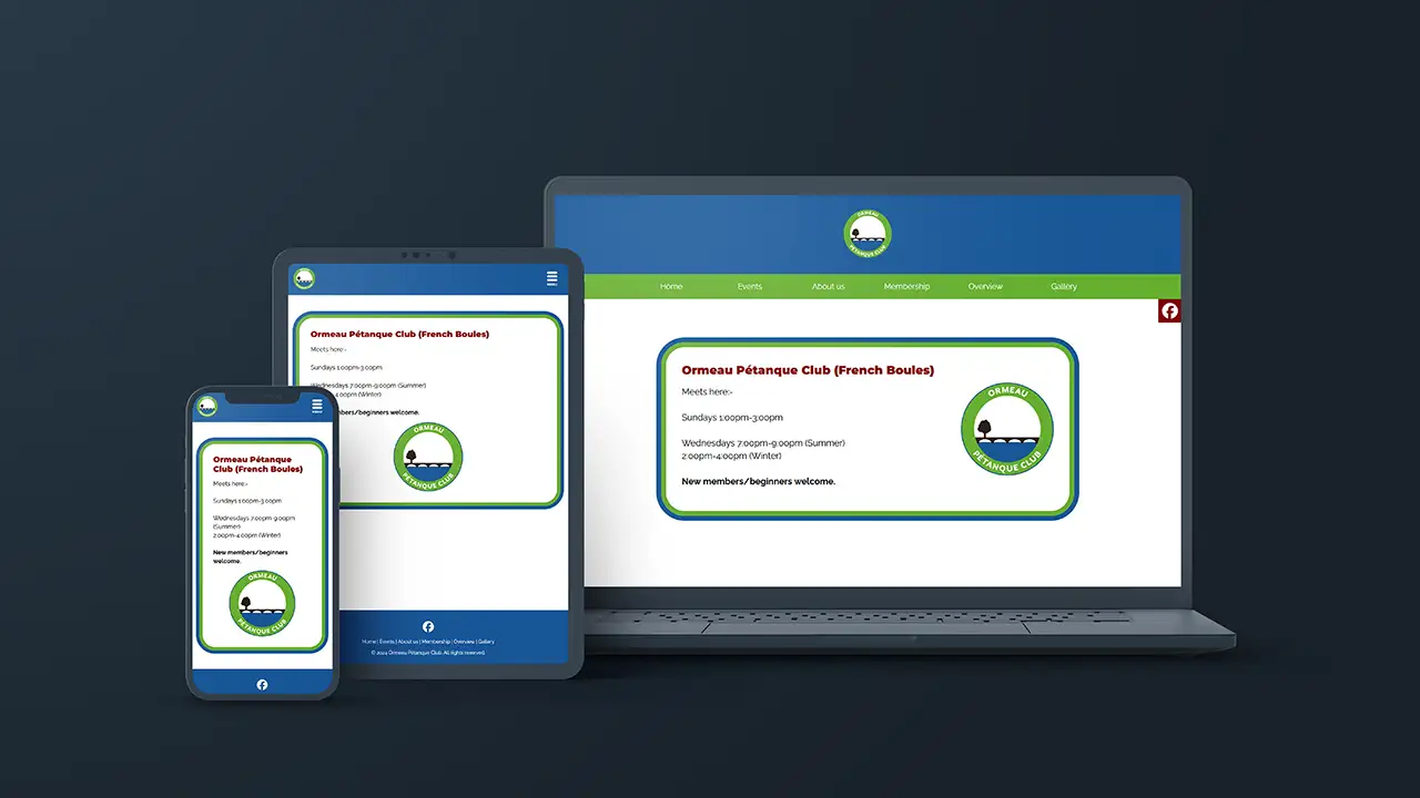 portfolio picture of Ormeau Pétanque Club website