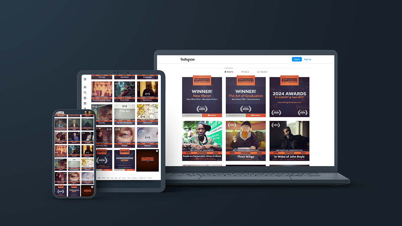 screenshot of astonishing narratives instagram pages