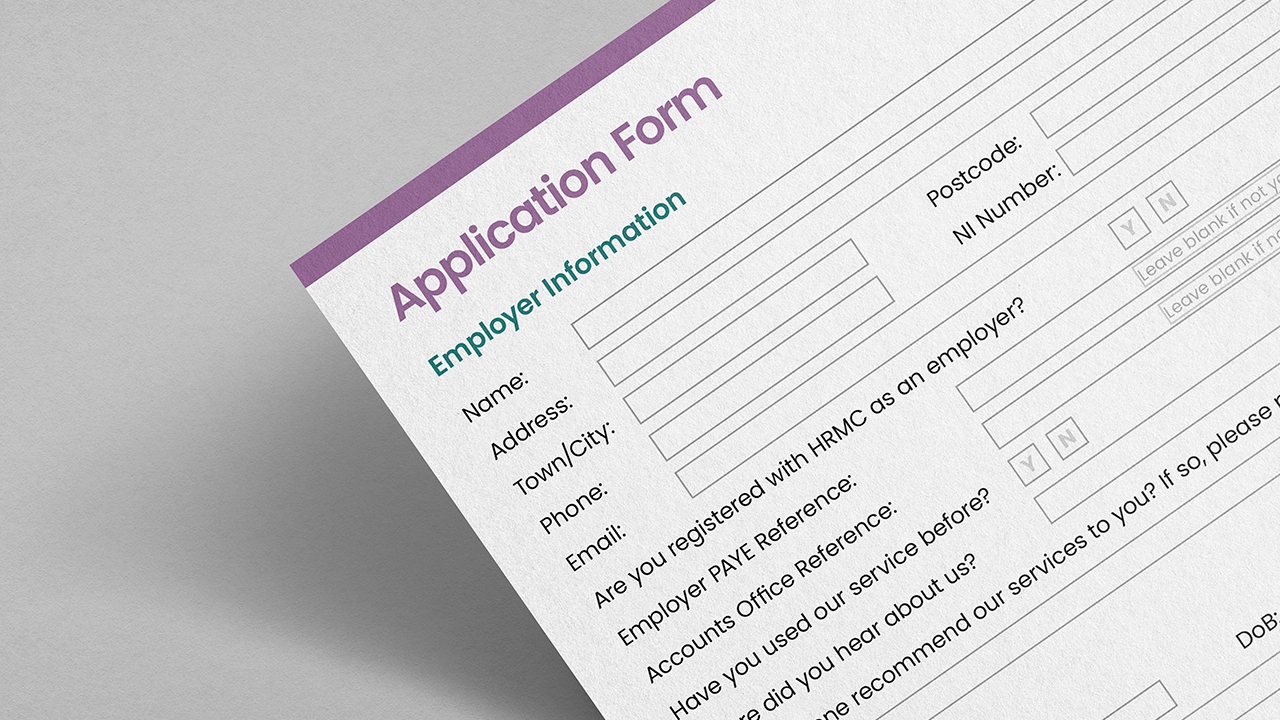 portfolio picture of an application form