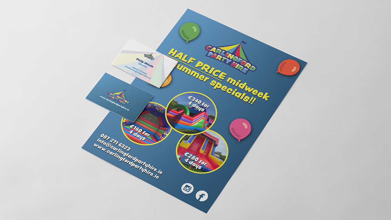 screenshot of Carlingford Party Hire stationery